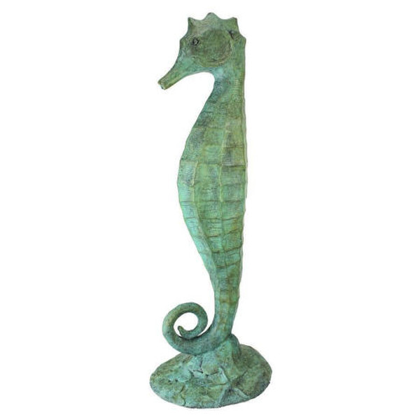 Seahorse traditional lost wax bronze piped pond or fountain use statue